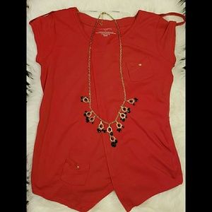 Peter Nygard Red Stylish Top with Gold Details